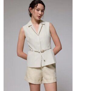 Ling Belted Tailored Vest by Love, Bonito | Size M Ivory